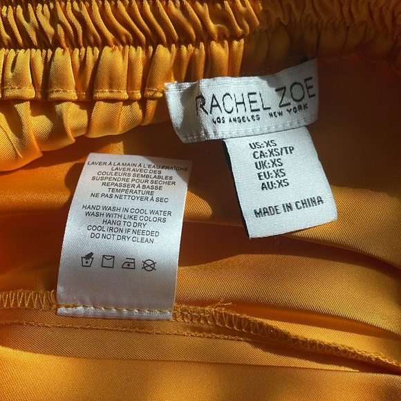 💛RACHEL ZOE gold/mustard cocktail fringe satin skirt w/left side split Size xs - Picture 14 of 15